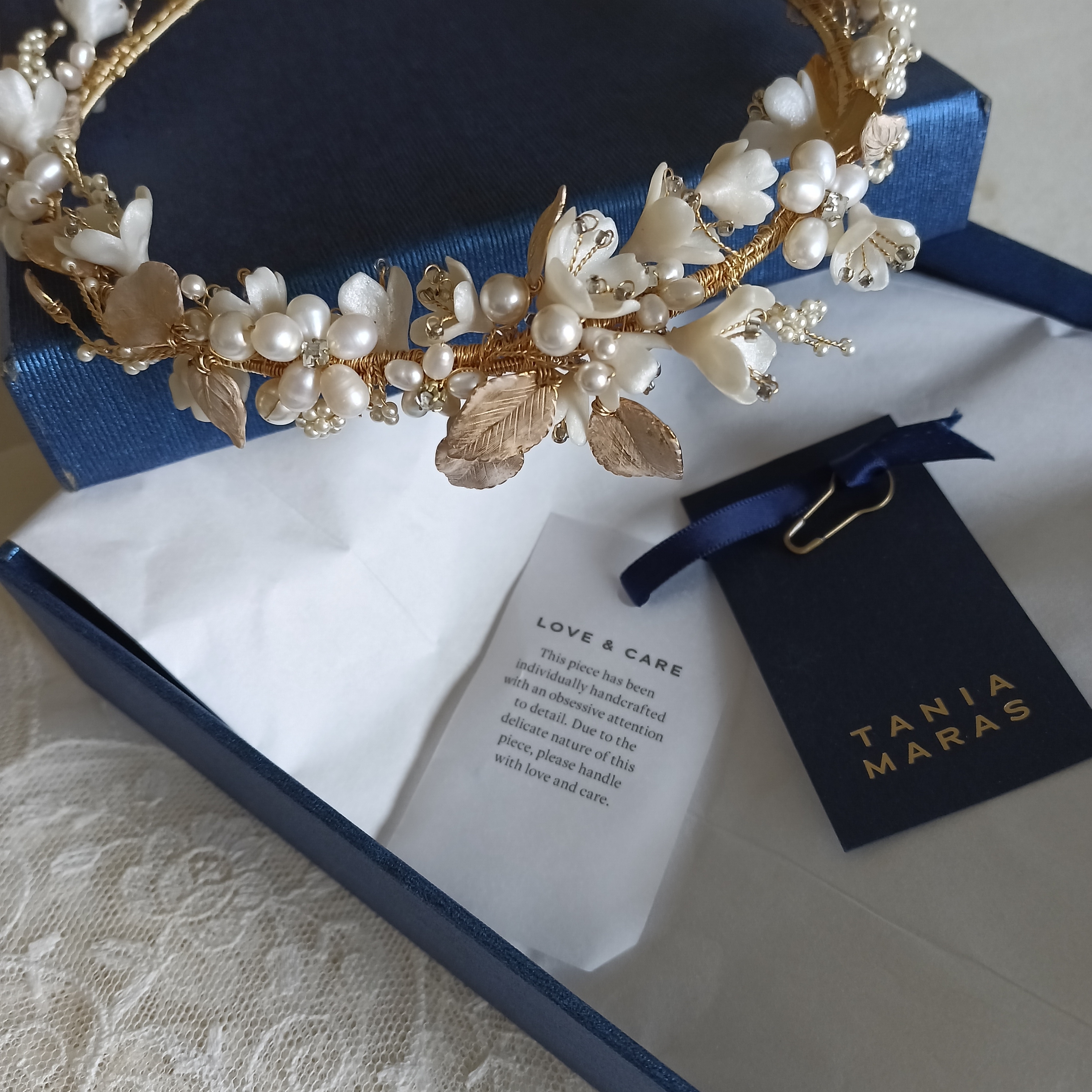 "Tanis Maras", " Flores" Bridal Wedding Crown/ Headpiece In Euc!